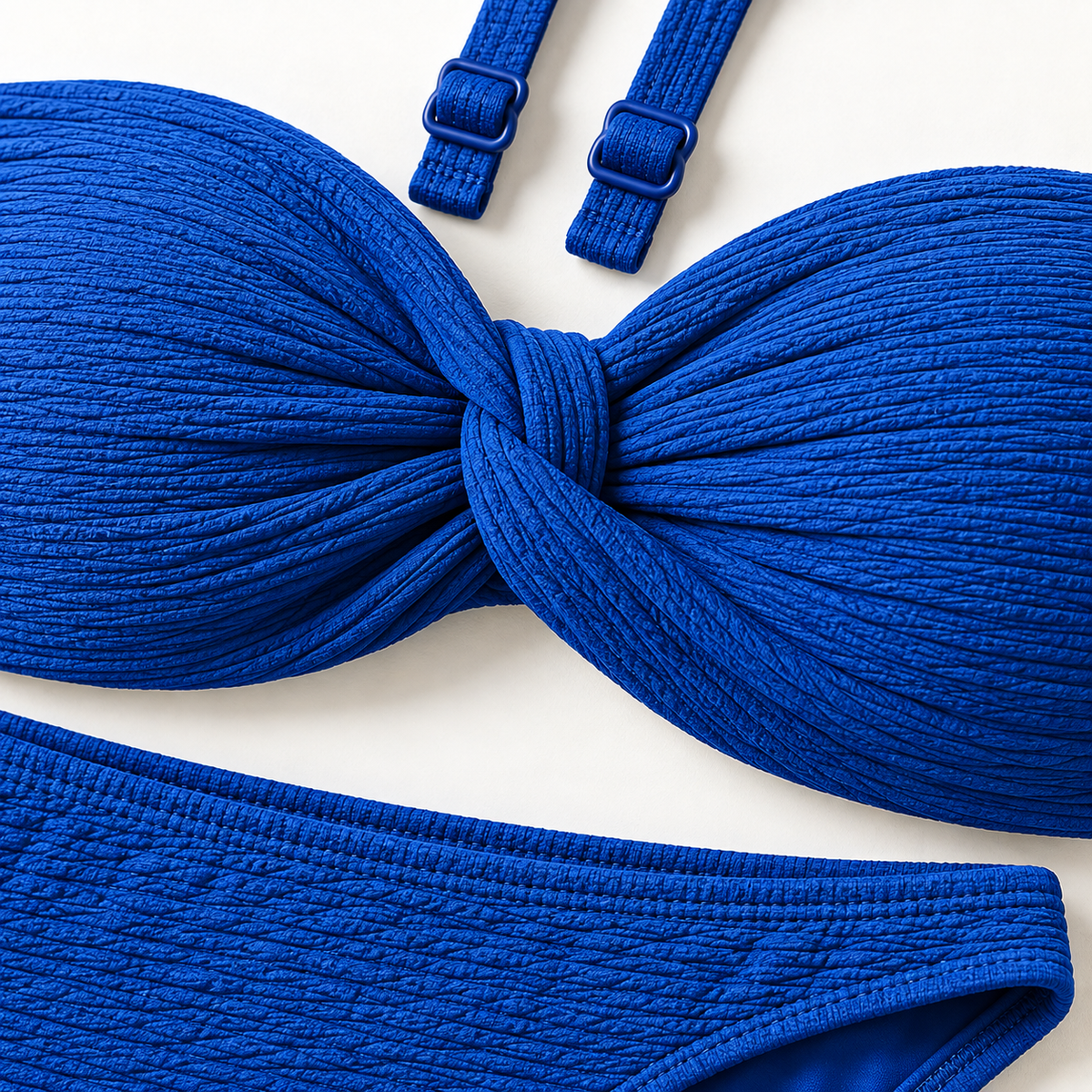 Coralie Bikini center twist strap and textured fabric detail