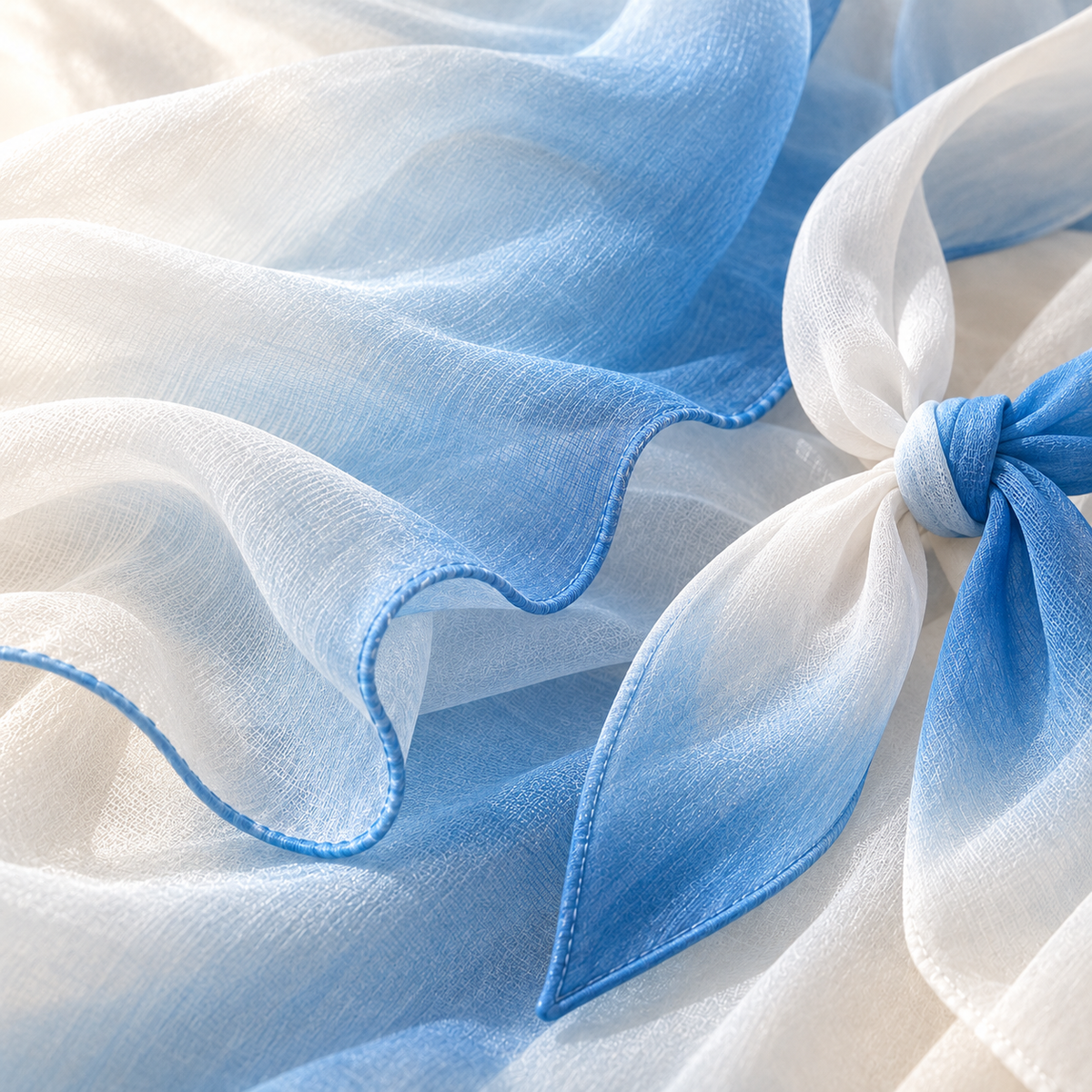 Ondine Pareo gradient rolled edge and hair wrap detail