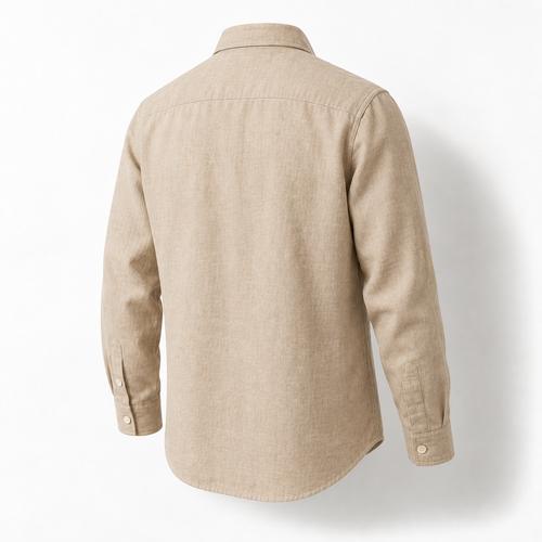 Arlen Sand Linen Overshirt back view
