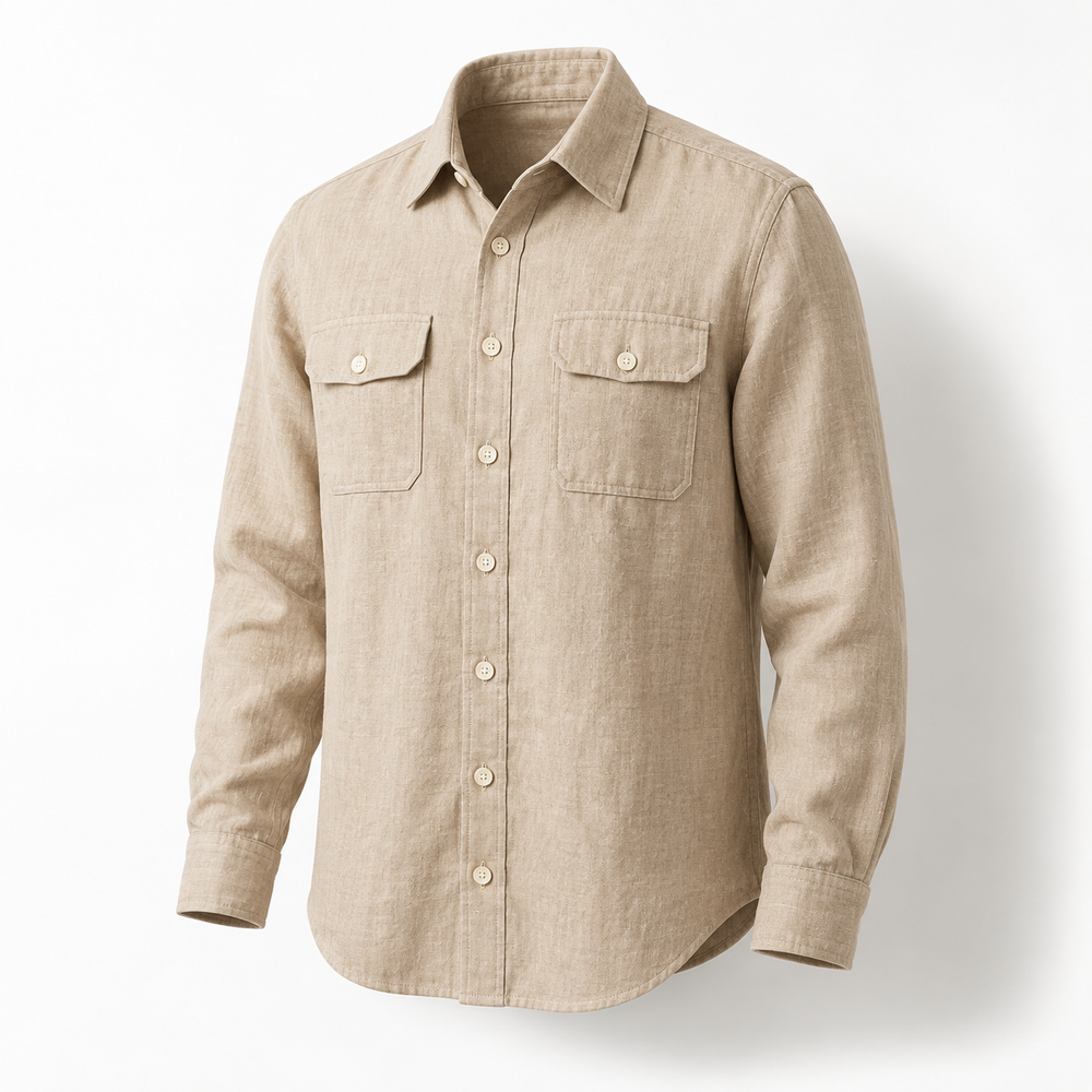 Arlen Sand Linen Overshirt