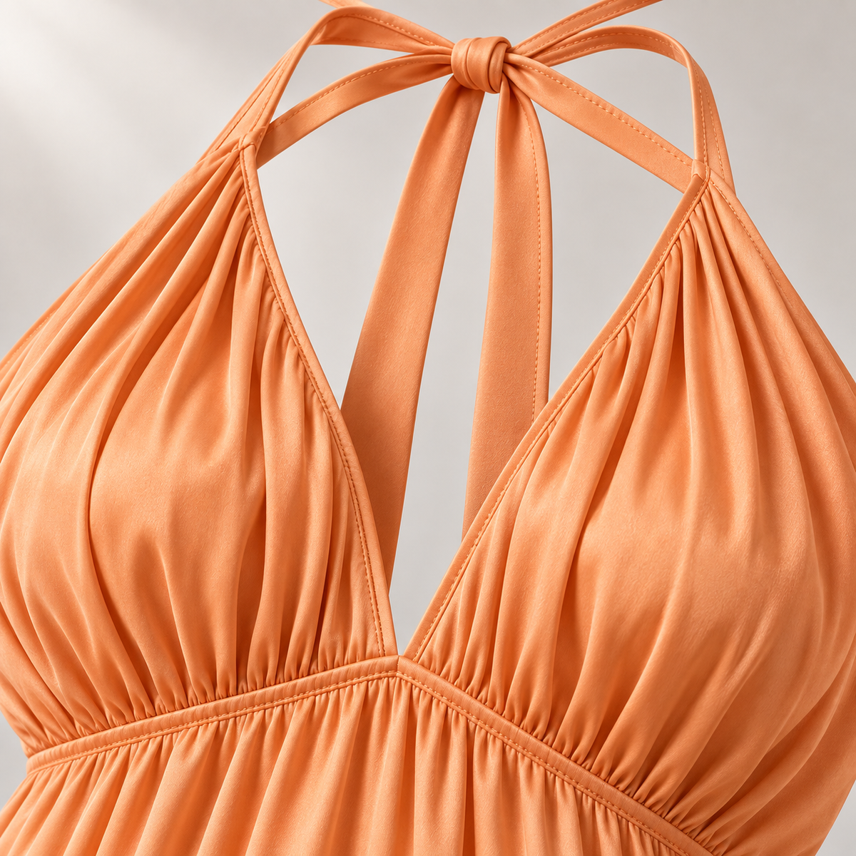 Aurelia Dress halter tie and gathered satin detail