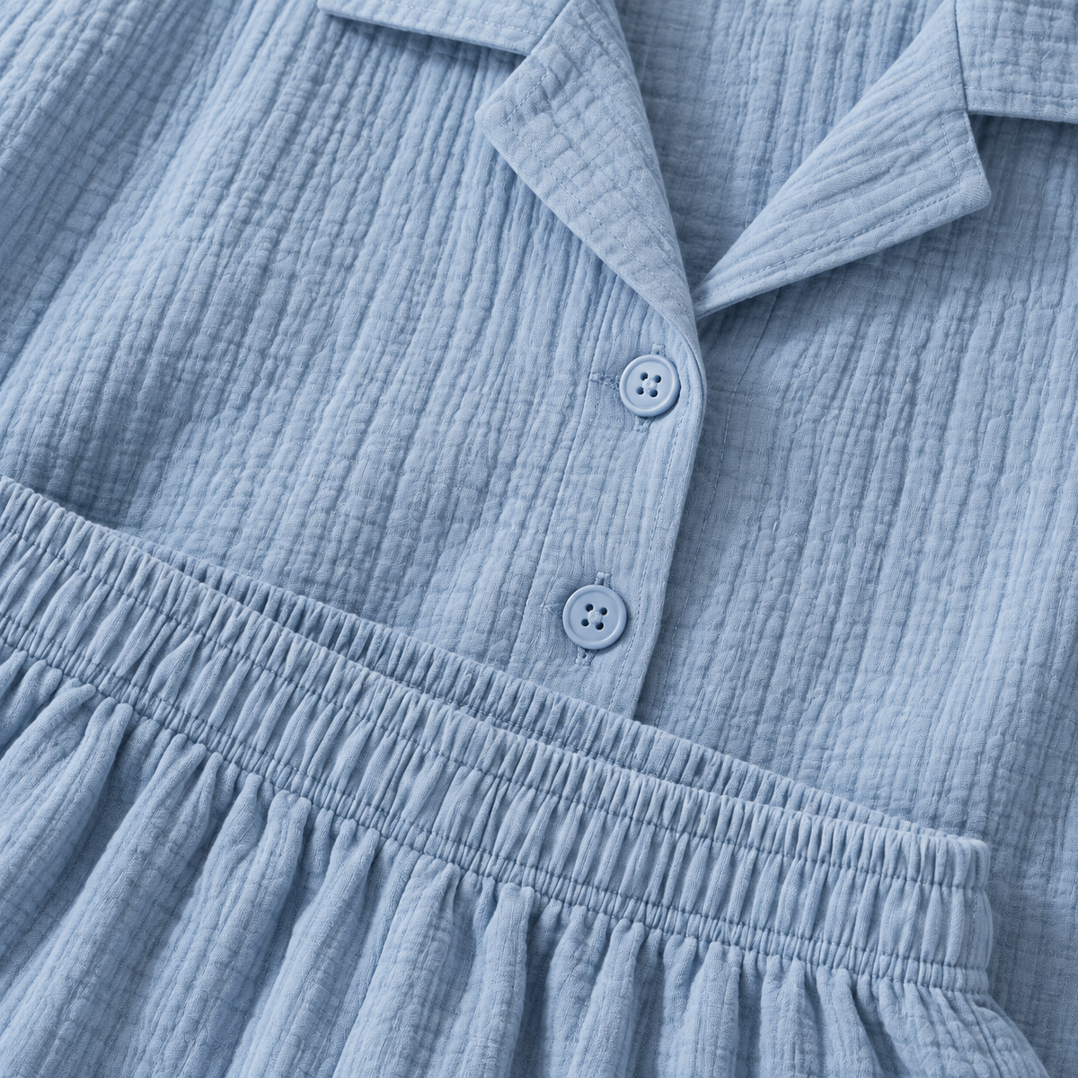 Caelis Set gauze texture button and waist detail