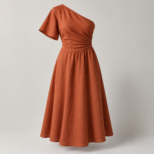 Caldera One-Shoulder Midi Dress front view