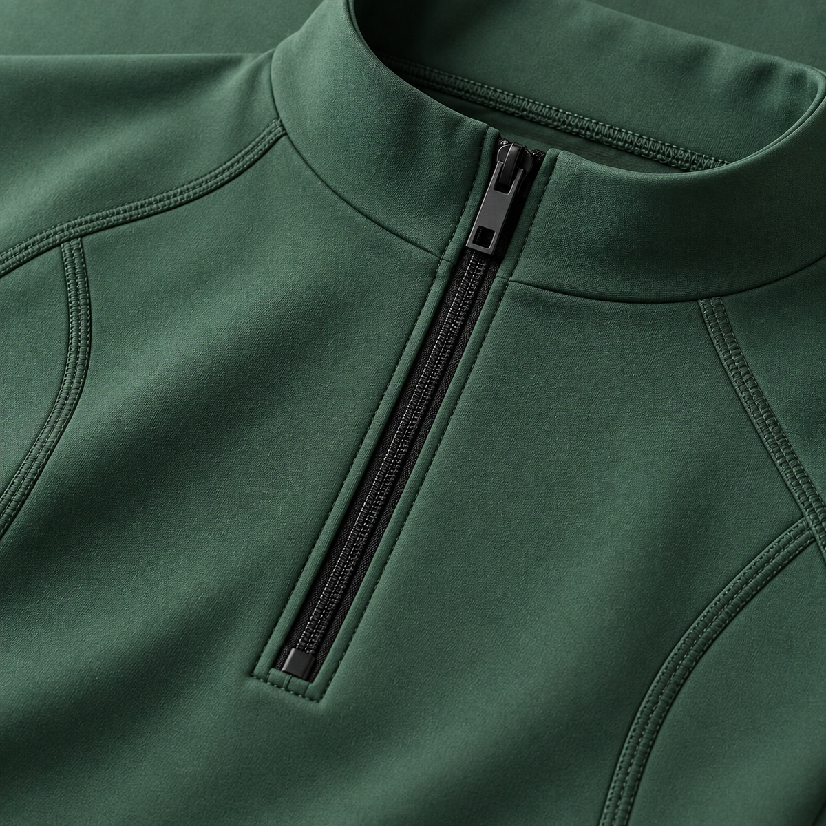 Isola Swim Top collar zip and flat seam detail