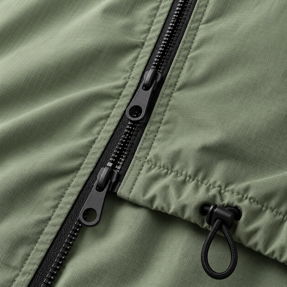 Navira Shell ripstop zip and adjustable hem detail