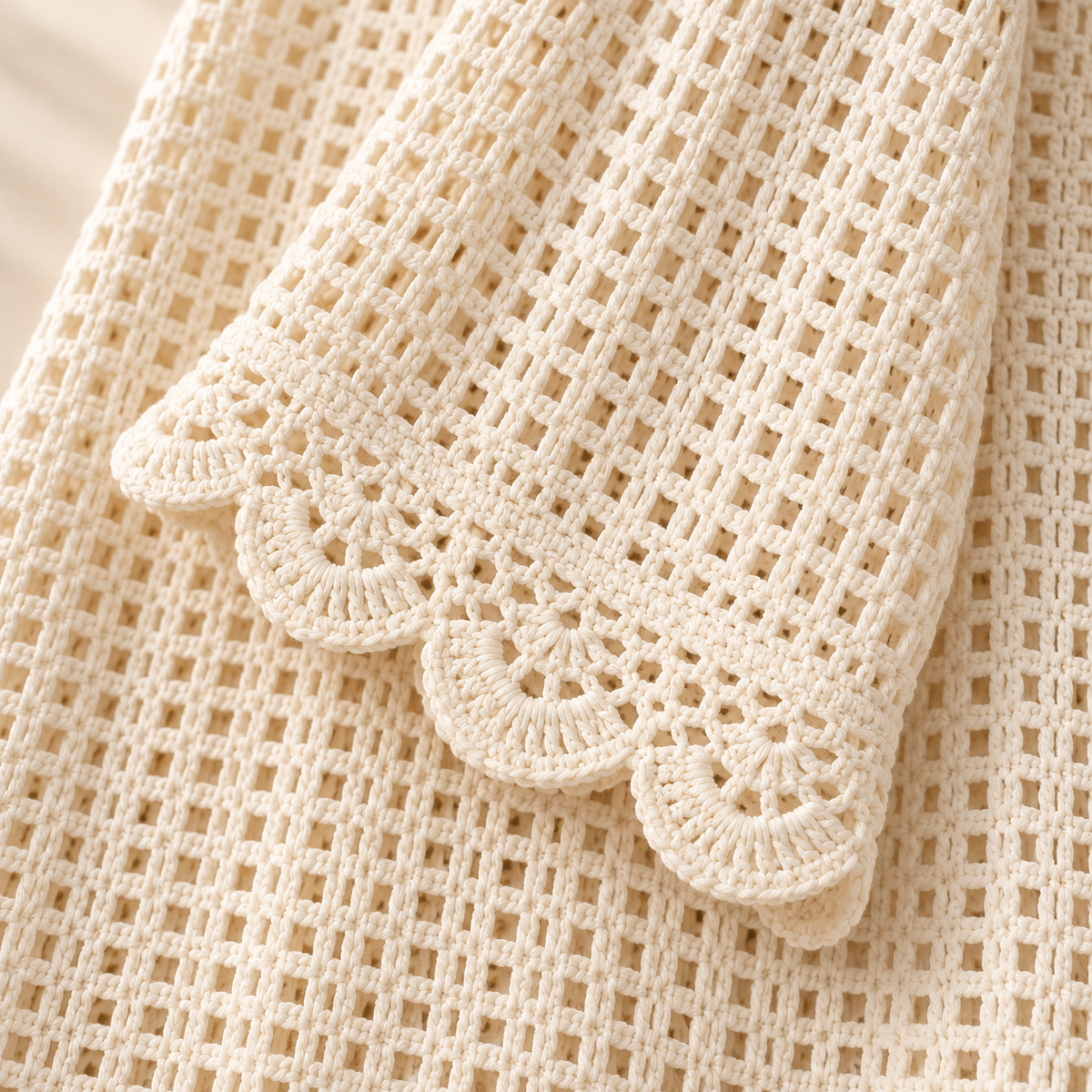 Sienna Cover-Up open knit and scalloped edge detail